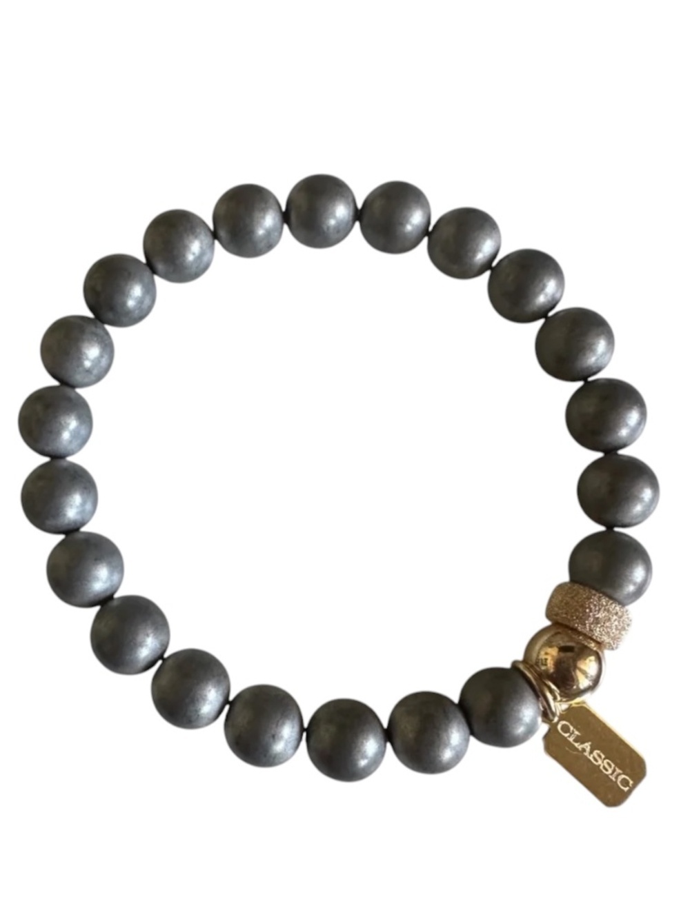 Classic Matte Hematite Stretch Bracelet 14K Gold Filled 8mm Beaded NEW